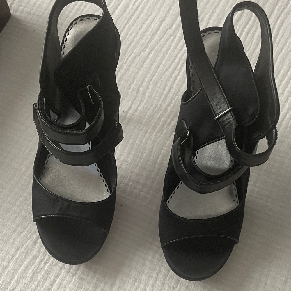 bebe Black Strappy Heels